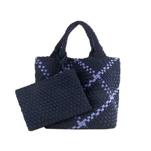 Bindya Elegant Navy and Purple Woven Tote Bag